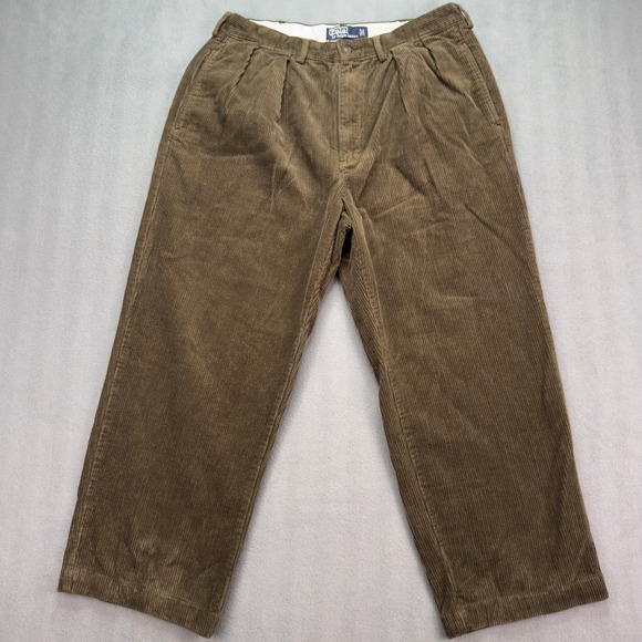 Polo Ralph Lauren Other - Polo Ralph Lauren Andrew Pant 34x27 Brown Corduroy Pleated Mens Trousers